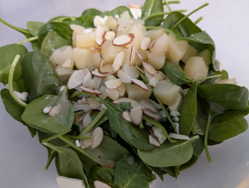 Pear, Feta & Almond Spinach Salad